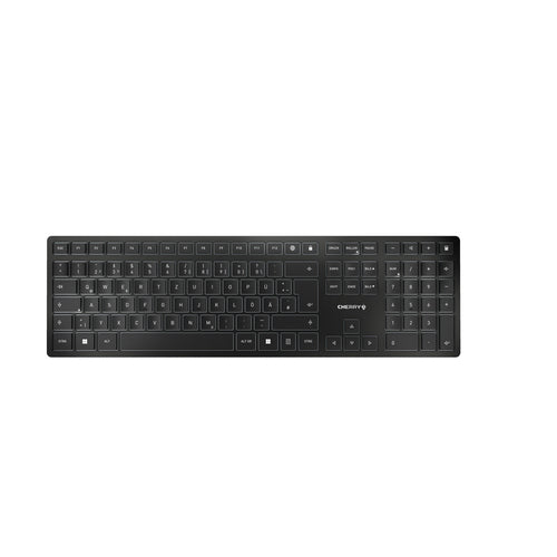CHERRY KW 9100 SLIM – Tastatur, kabellos (Bluetooth/2,4 GHz), DE-Layout (DE), Fullsize (mit Ziffernblock)