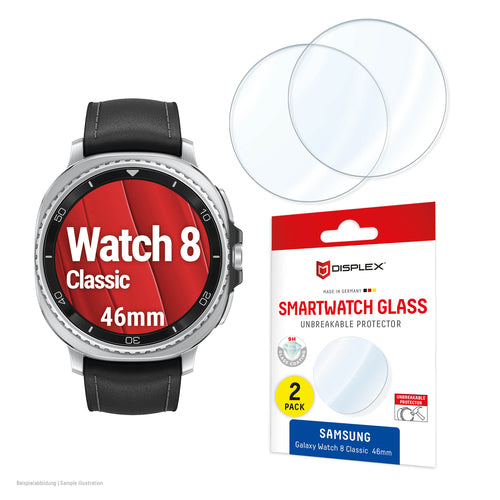 Displex Displayschutz 46 mm – Gehärtetes Glas, Transparent, für Galaxy Watch 8