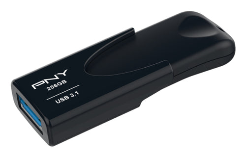 PNY Attaché 4 USB-Stick 256 GB – USB-A USB 3.2 Gen 1, 80/20 MB/s, ohne Deckel, schwarz