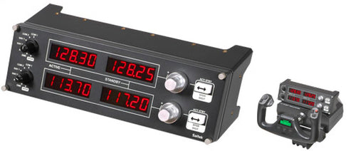 Logitech G Saitek Pro Flight Radio Panel – Joystick (Steuergerät) – USB (kabelgebunden), Schwarz, Rot, Silber