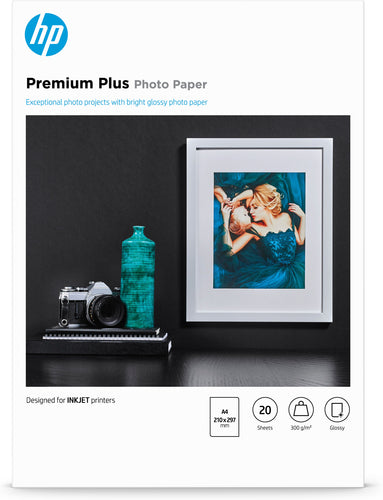HP Fotopapier – hochglänzend, A4, 300 g/m², 20 Blatt – für Inkjet-Drucker