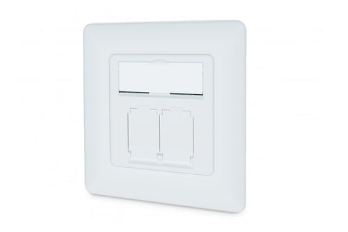 Digitus Netzwerkdose CAT 6A – 2× RJ‑45, Klasse EA, geschirmt, Unterputz, Weiss