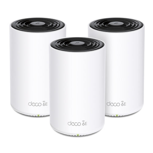 TP-Link Deco XE753 Mesh-Set (3er) – Wi-Fi 6E (AXE5400), Tri-Band (2,4/5/6 GHz), bis 5,4 Gbit/s, je 3× LAN