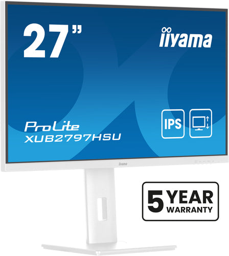 iiyama ProLite – Monitor, 27", IPS, 100 Hz, 300 cd/m², Lautsprecher, HDMI, DisplayPort, 2× USB 2.0, Weiss