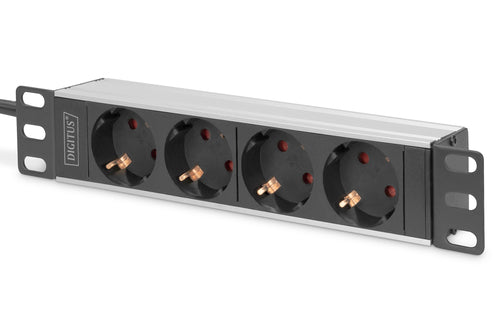 Digitus Rack-PDU – 0U/1U, 4× Typ F, Typ F, 230 V/16 A, 2 m, ohne Schalter, schwarz