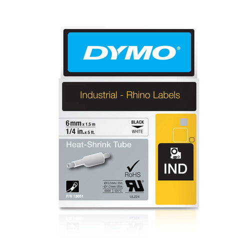 DYMO Schriftband – 6 mm × 1,5 m, weiss, schwarz – für DYMO Rhino: 3000, 4200, 5000 und weitere