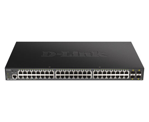 D-Link DGS-1250-52XMP – Verwalteter L3 Switch – 48× 1G, 4× SFP+, PoE+, PoE-Budget 370 W, 19", 1U