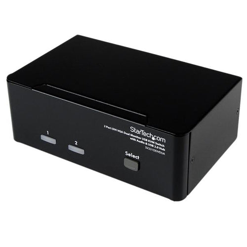 StarTech.com 2-Port Dual-Monitor KVM-Umschalter – DVI/VGA, USB 2.0 & Audio, Schwarz