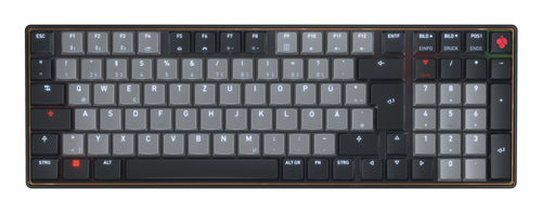 CHERRY KW 550 MX LP – Tastatur, kabelgebunden (USB-C), kabellos (Bluetooth), DE-Layout (DE) – für Windows