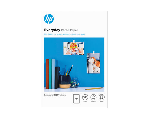 HP Fotopapier – glänzend, 100 × 150 mm, 200 g/m², 100 Blatt – für Inkjet-Drucker