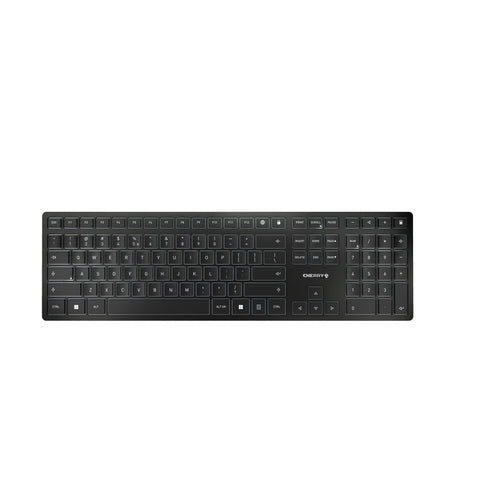 CHERRY KW 9100 SLIM – Tastatur, kabellos (Bluetooth/2,4 GHz), US-Layout (EN), Fullsize (mit Ziffernblock)