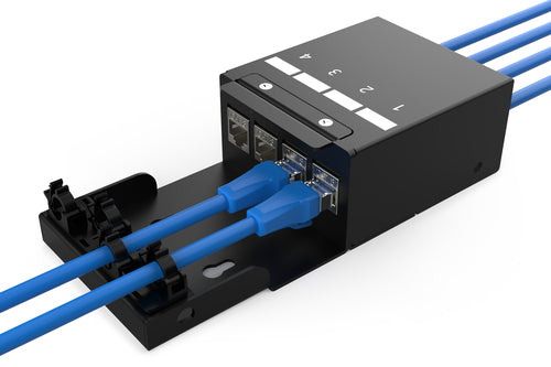 Digitus DN-93708-4 – Konsolidierungspunkt-Box, 4× Keystone (RJ-45), Stahl, Schwarz, 135×203×54 mm