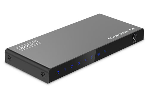 Digitus HDMI-Splitter 1x4 – 4K UHD, 60 Hz, HDMI 2.0, HDCP 2.3 – Schwarz, Metall
