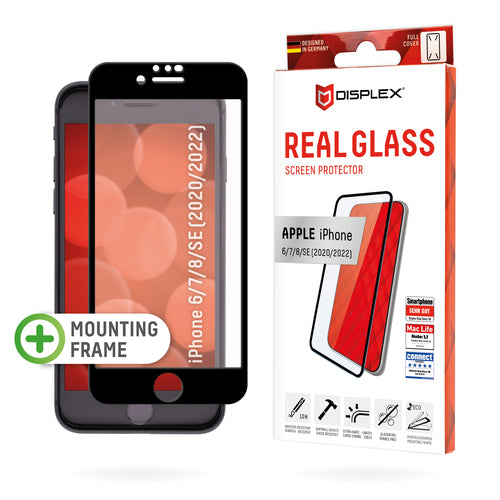 Displex Displayschutz (Panzerglas), Full Cover – für iPhone 6/7/8 und ähnliche – mit Applikator