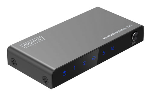 Digitus HDMI-Splitter 1x2 – 4K UHD, 60 Hz, HDMI 2.0, HDCP 2.2 – Grau, Metall