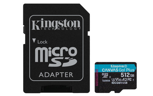 Kingston Technology Kingston Canvas Go Plus 200R Speichergerät – 512 GB, A2 U3 V30, mit Adapter