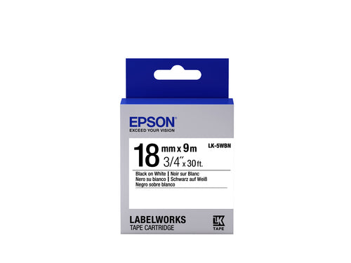 Epson Schriftband – 18 mm × 9 m, weiss, schwarz – LK-5WBN