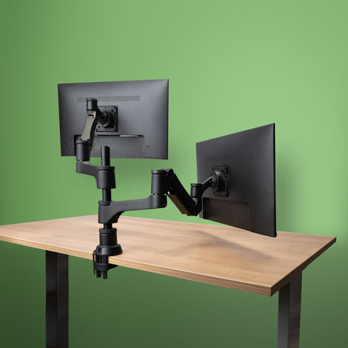 R-Go Tools CAPARO4 D2 – Monitorarm, Dual, 3–9 kg, Federdruck einstellbar, Schwarz/Silber