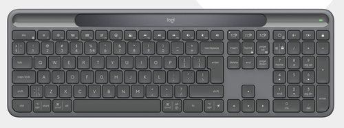 Logitech Slim Solar+ für Business – Tastatur, kabellos (Bluetooth/2,4 GHz), ES-Layout (ES), aufladbar, Graphit