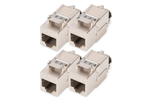 Digitus Keystone-Modul RJ-45 – Cat8.1, geschirmt, werkzeugfreie Montage, 4er-Pack, Silber