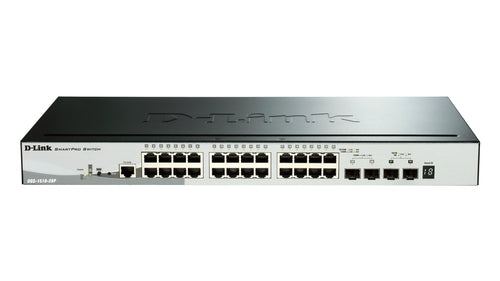 D-Link DGS-1510-28P/E – Managed Switch – 24×GbE, 2×SFP, 2×SFP+, L3, PoE 193 W, 19" Rack