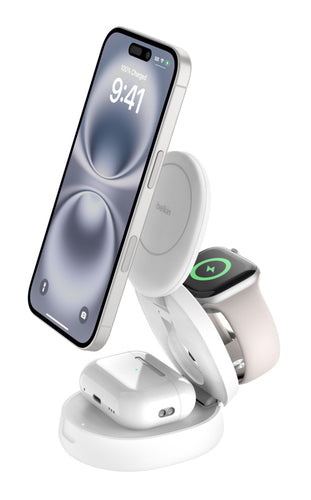 Belkin BoostCharge Ladestation – 15 W, 3-in-1, Qi2, magnetisch, klappbar