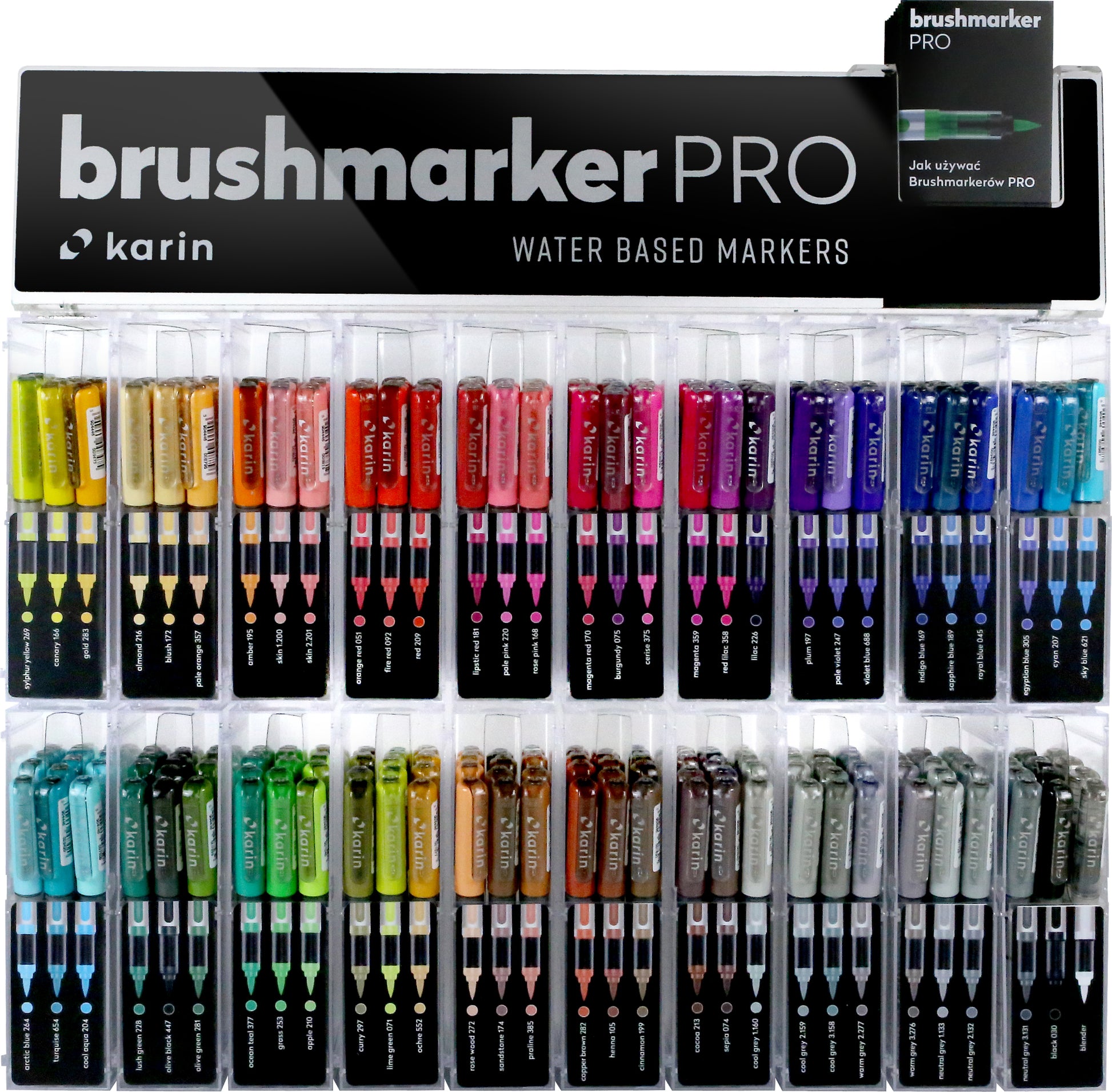 Karin Brush Marker PRO Pinselstift – Pinselspitze, 59 Farben, 240er Set