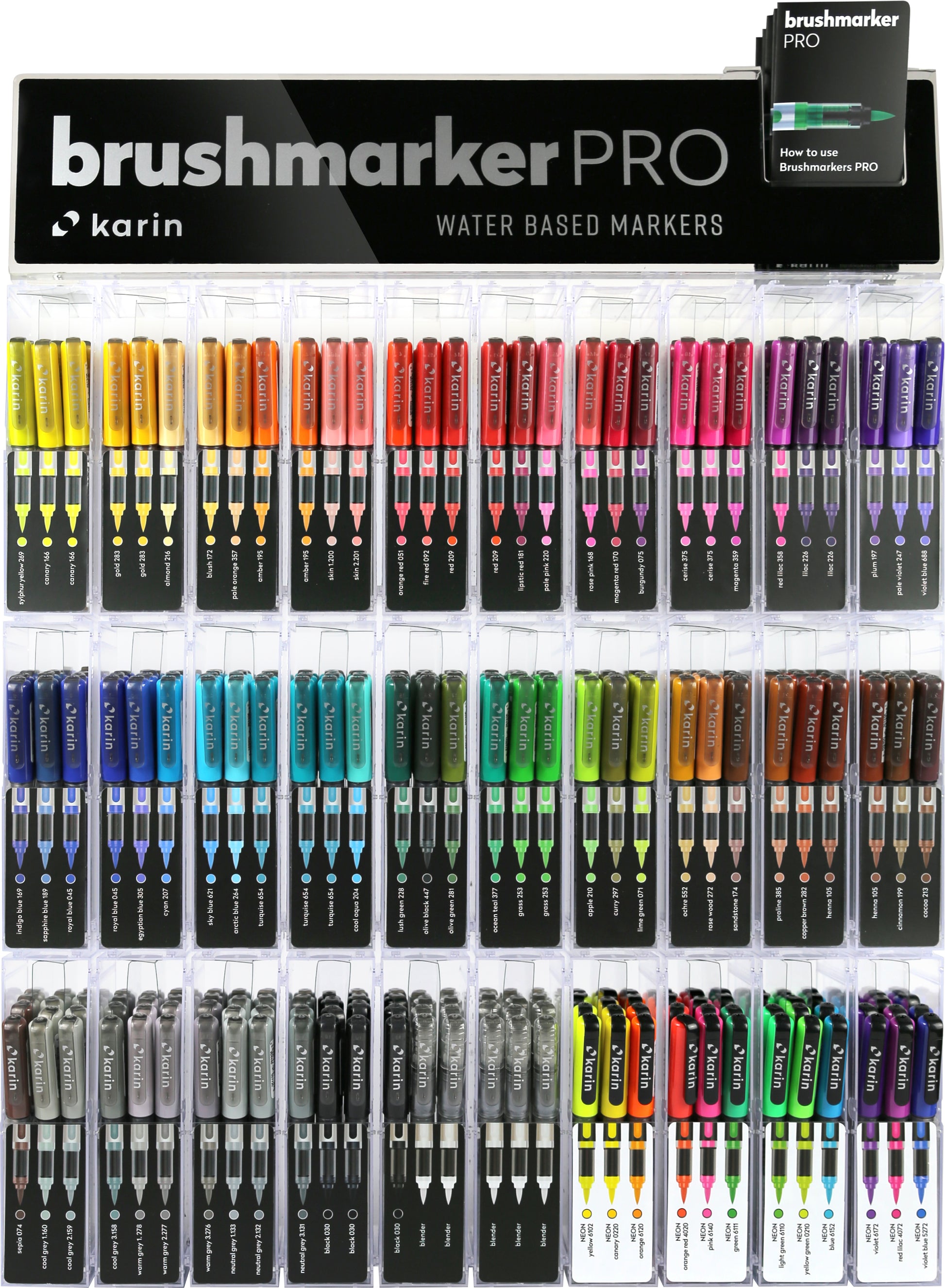 Karin Brush Marker PRO Brush Pen – Pinselspitze, wasservermalbar, 72 Farben, 360 Stk.