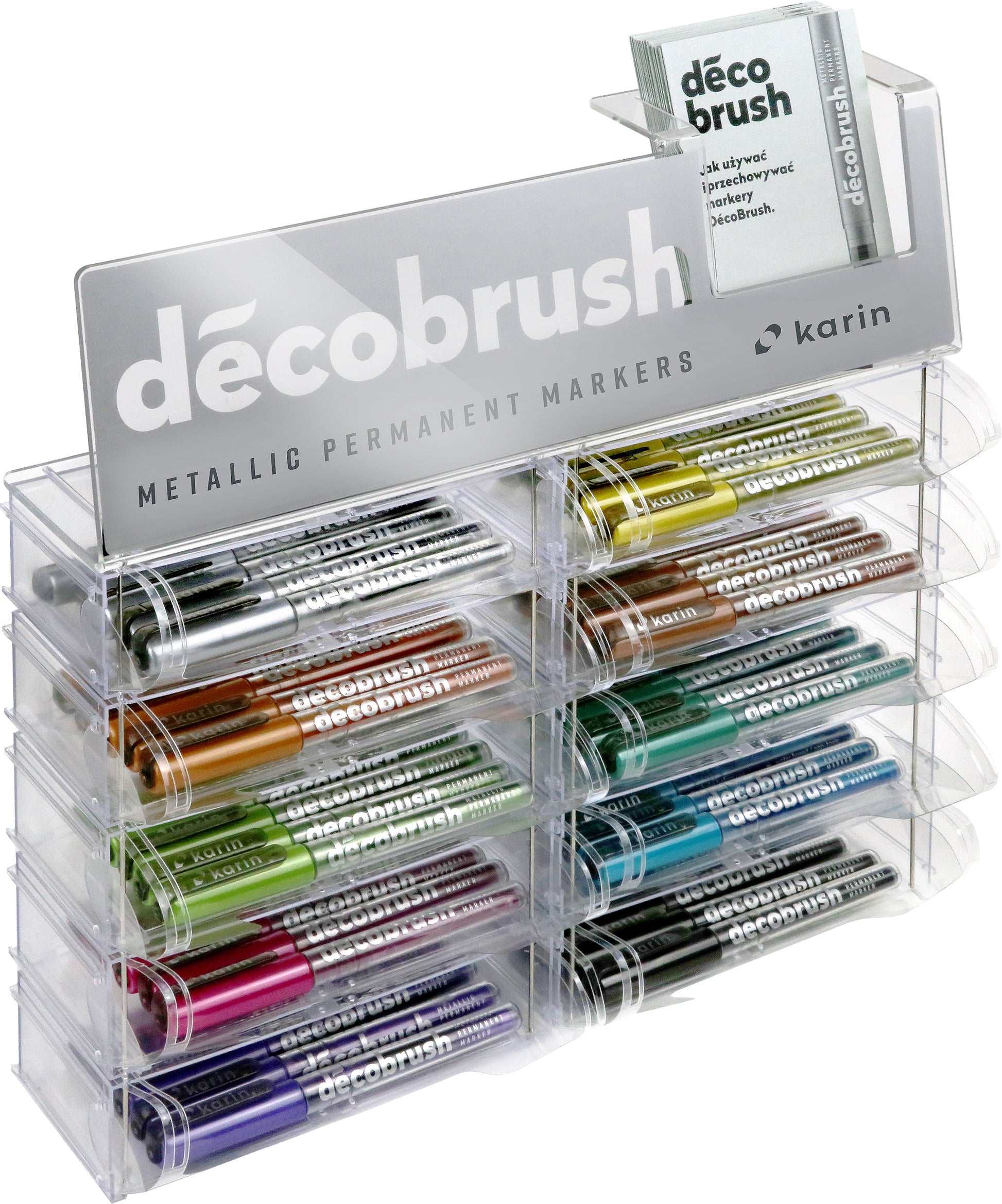 Karin Deco Brush Metallic Paint Marker – Bürstenspitze – 10 Farben, 120er-Set – für Papier, Holz und Keramik