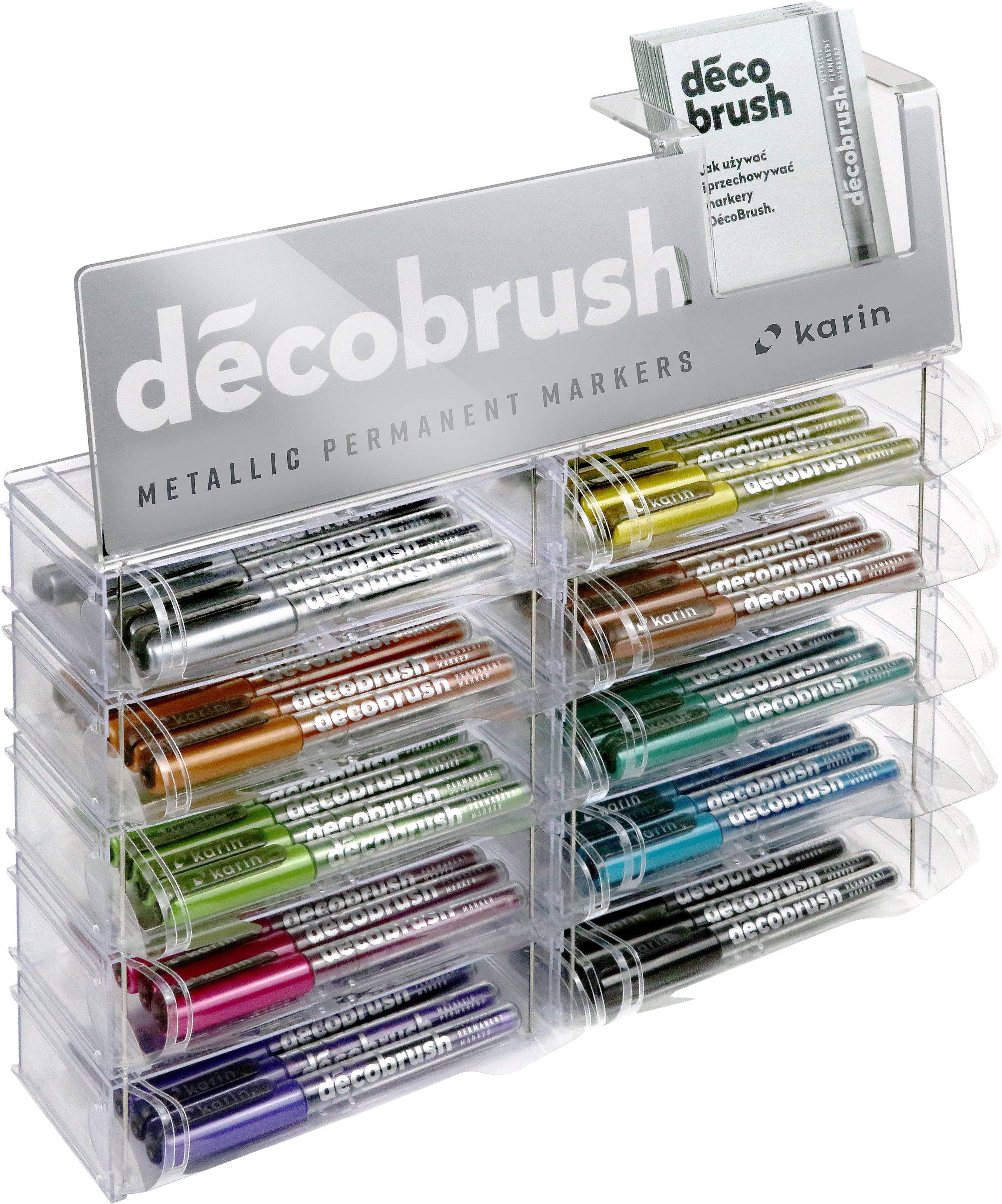 Karin Deco Brush Metallic Paint Marker – Bürstenspitze – 10 Farben, 120er-Set – für Papier, Holz und Keramik