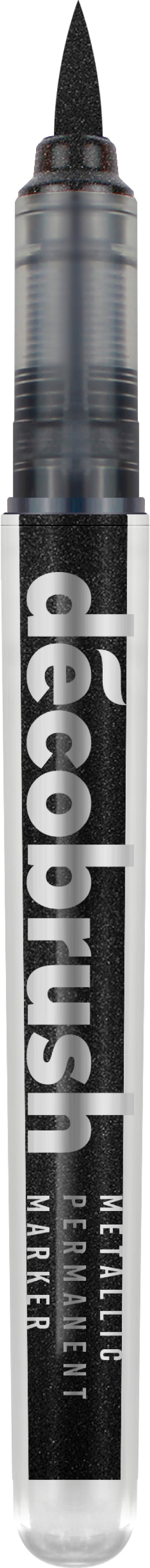 Karin DécoBrush 8510 Paint Marker Metallic – Pinselspitze – Schwarz – für Papier, Holz und Glas
