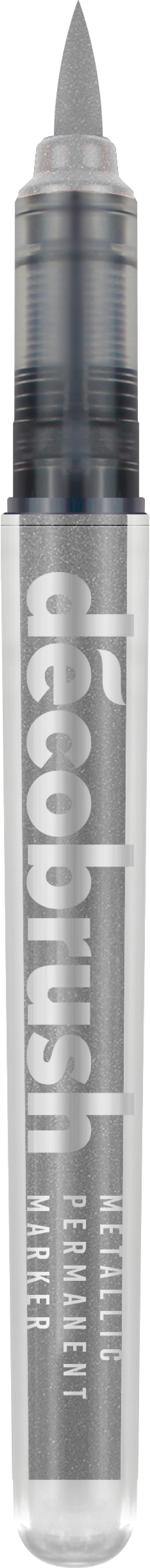 Karin DécoBrush 8580 Paint Marker Metallic – Bürstenspitze – Silber – für Glas, Metall und Kunststoff