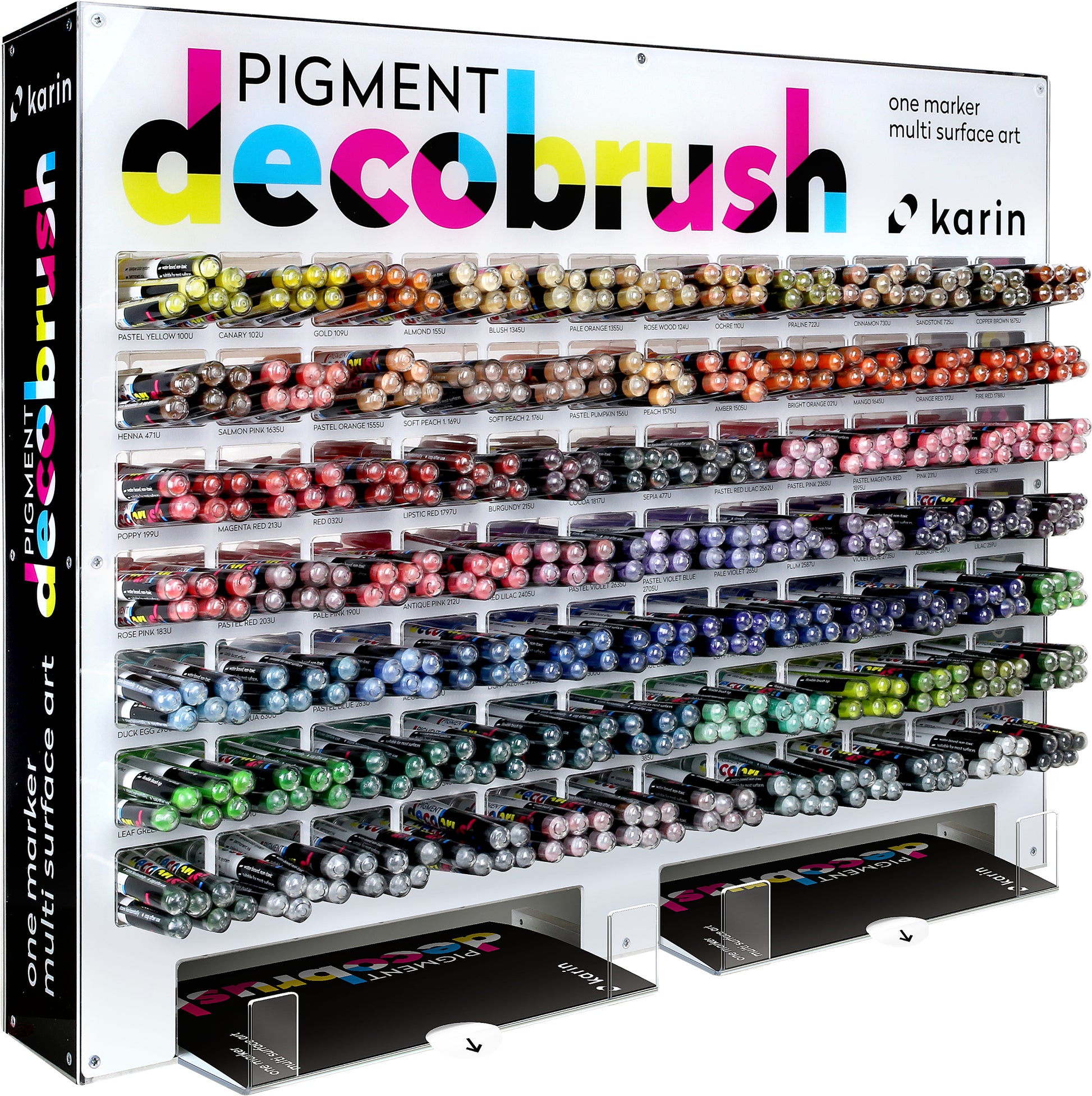Karin Pigment Deco Brush 29C11 Acrylmarker – Pinselspitze – 84 Farben, 504er-Display