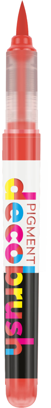 Karin PigmentDecoBrush Pinselstift – Pinselspitze, Acrylbasiert, Feuerrot, 4er Set, für dunkle Oberflächen