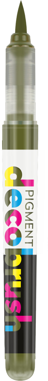 Karin PigmentDecoBrush Acrylmarker – Pinselspitze – Oliv – für Papier, Metall und Kunststoff