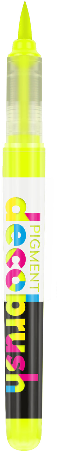Karin PigmentDecoBrush 29Z3965 Acrylmarker – Pinselspitze – Gelb – 4er-Set – für Papier, Glas und Kunststoff