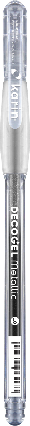 Karin DECOGEL 30Z302 Gelschreiber – Grau, Spitze 1,0 mm, wasserfest, metallic, 50er-Set
