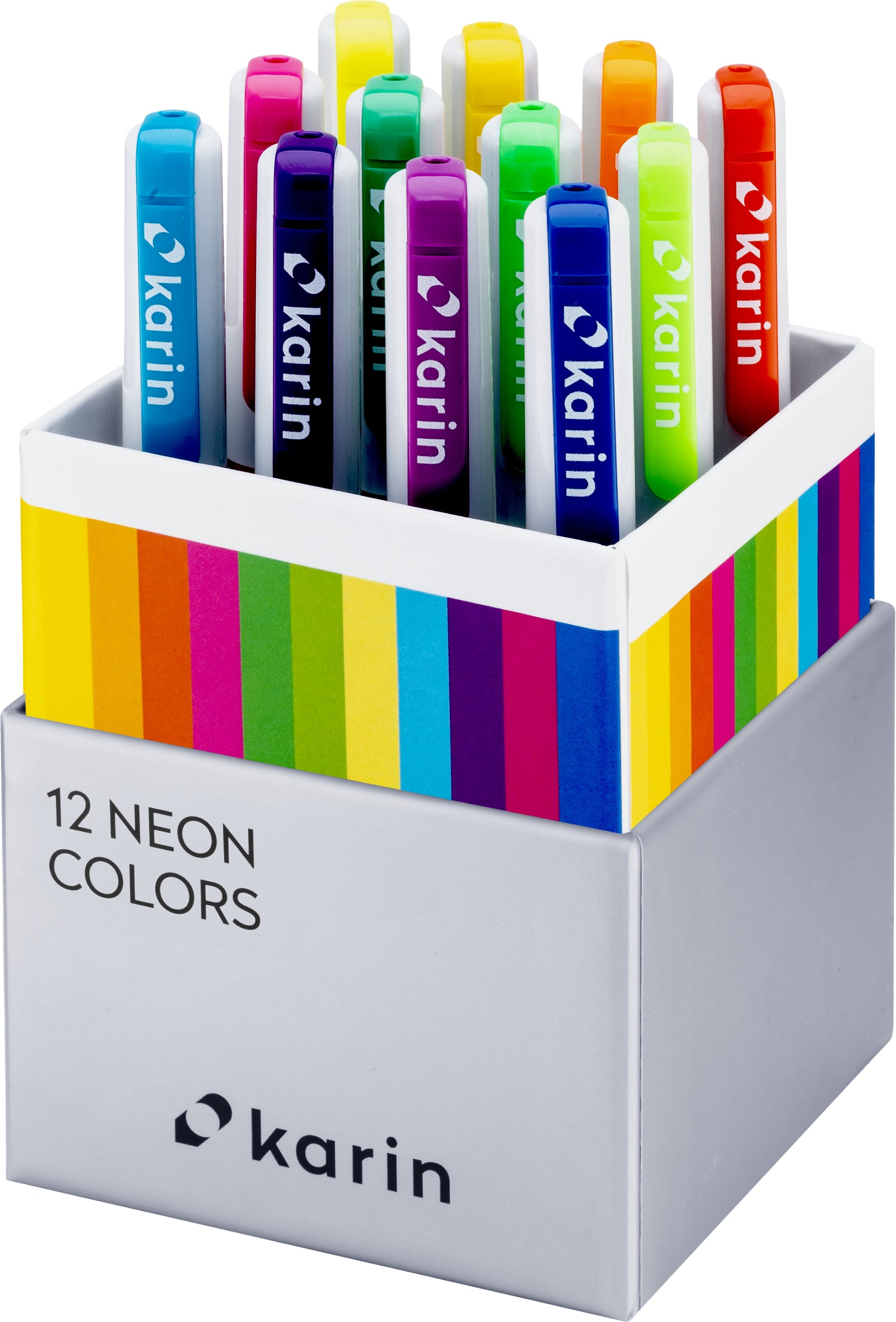 Karin Real Brush Pen Pro – Brush Pen Neon, 0,4 mm, 12 Farben