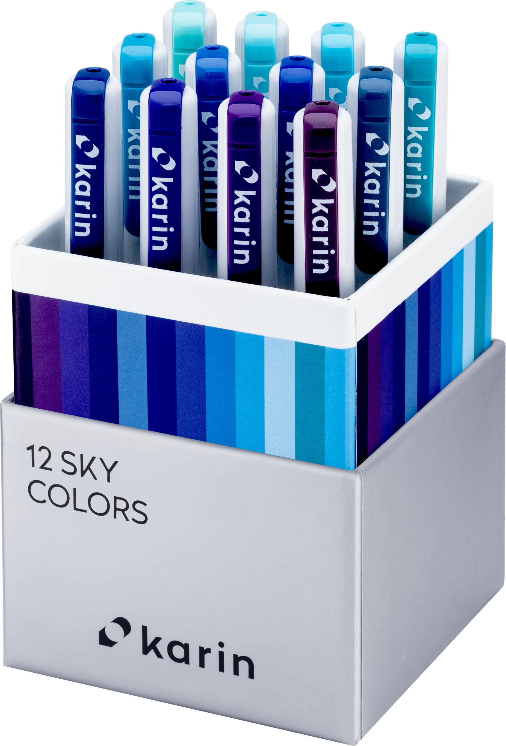 Karin Brush Pen – Pinselspitze 0,4 mm, 12 Farben, 12 Stk.