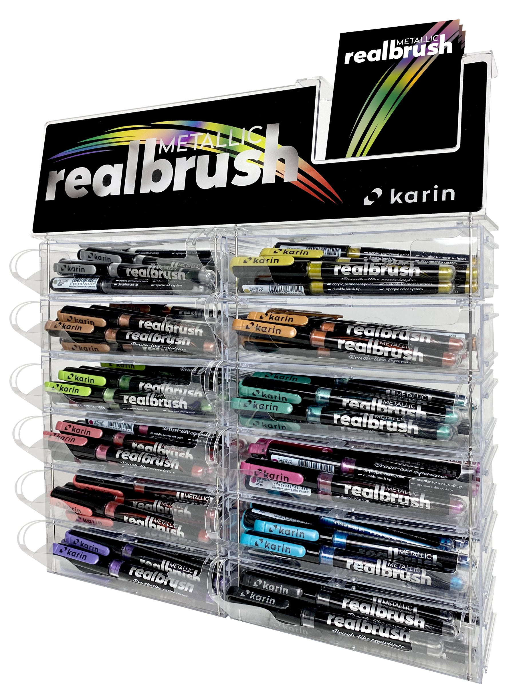 Karin Real Brush Paint Marker Metallic – Pinselspitze 4 mm – Mehrfarbig – 144er-Set