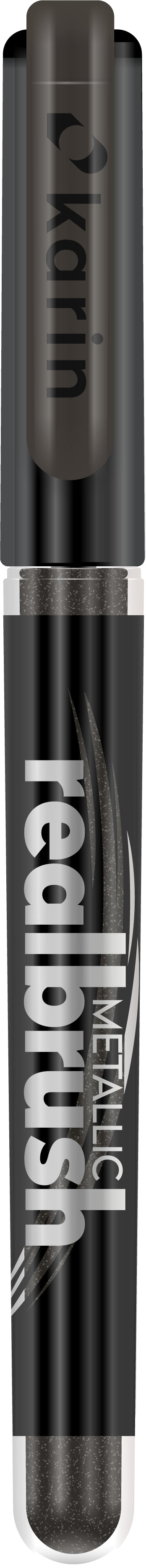 Karin Real Brush Paint Marker Metallic – Pinselspitze 4 mm – Schwarz – für Glas, Metall und Kunststoff
