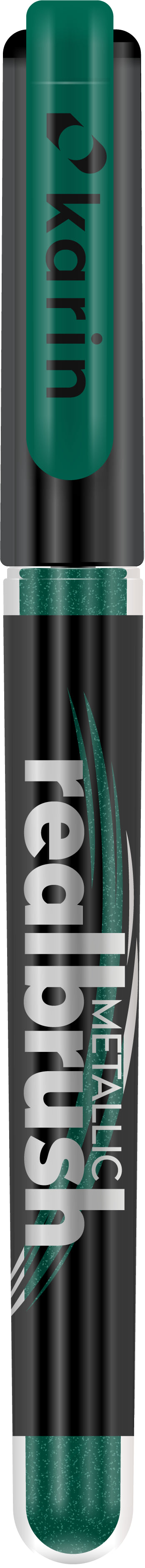 Karin Real Brush Permanentmarker Metallic – Pinselspitze 4 mm – Grün – für Glas, Metall und Kunststoff