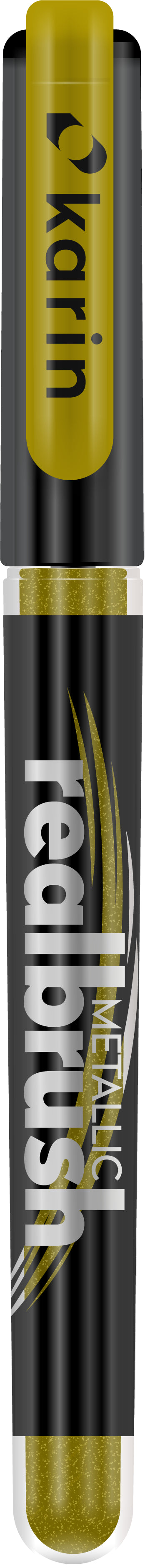 Karin Real Brush Paint Marker Metallic – Pinselspitze 4 mm – Gold – für Papier, Glas und Kunststoff