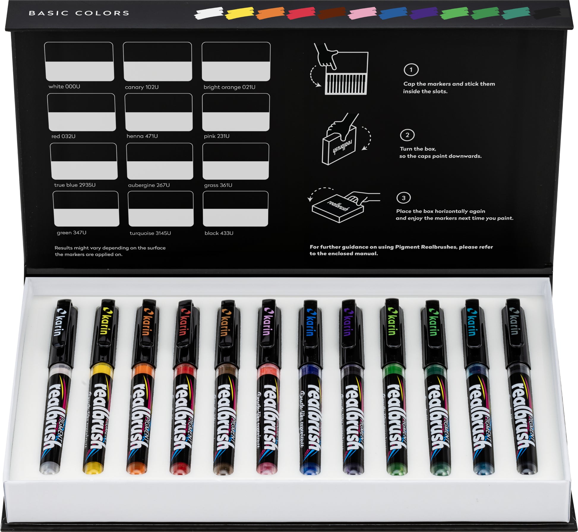Karin Real Brush Pigment Permanentmarker – Pinselspitze 4 mm – für Papier, Glas und Kunststoff