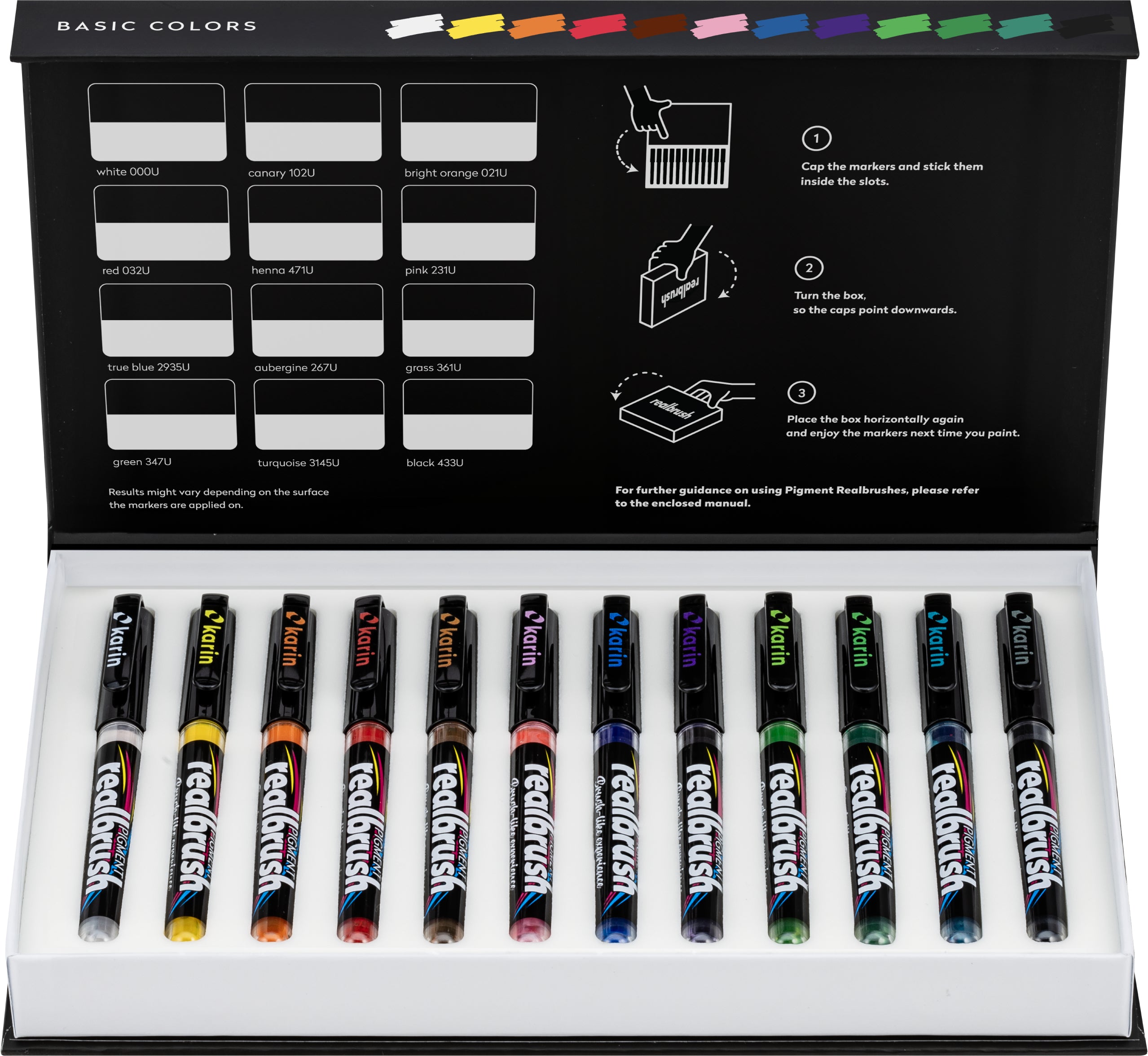 Karin Real Brush Pigment Permanentmarker – Pinselspitze 4 mm – für Papier, Glas und Kunststoff