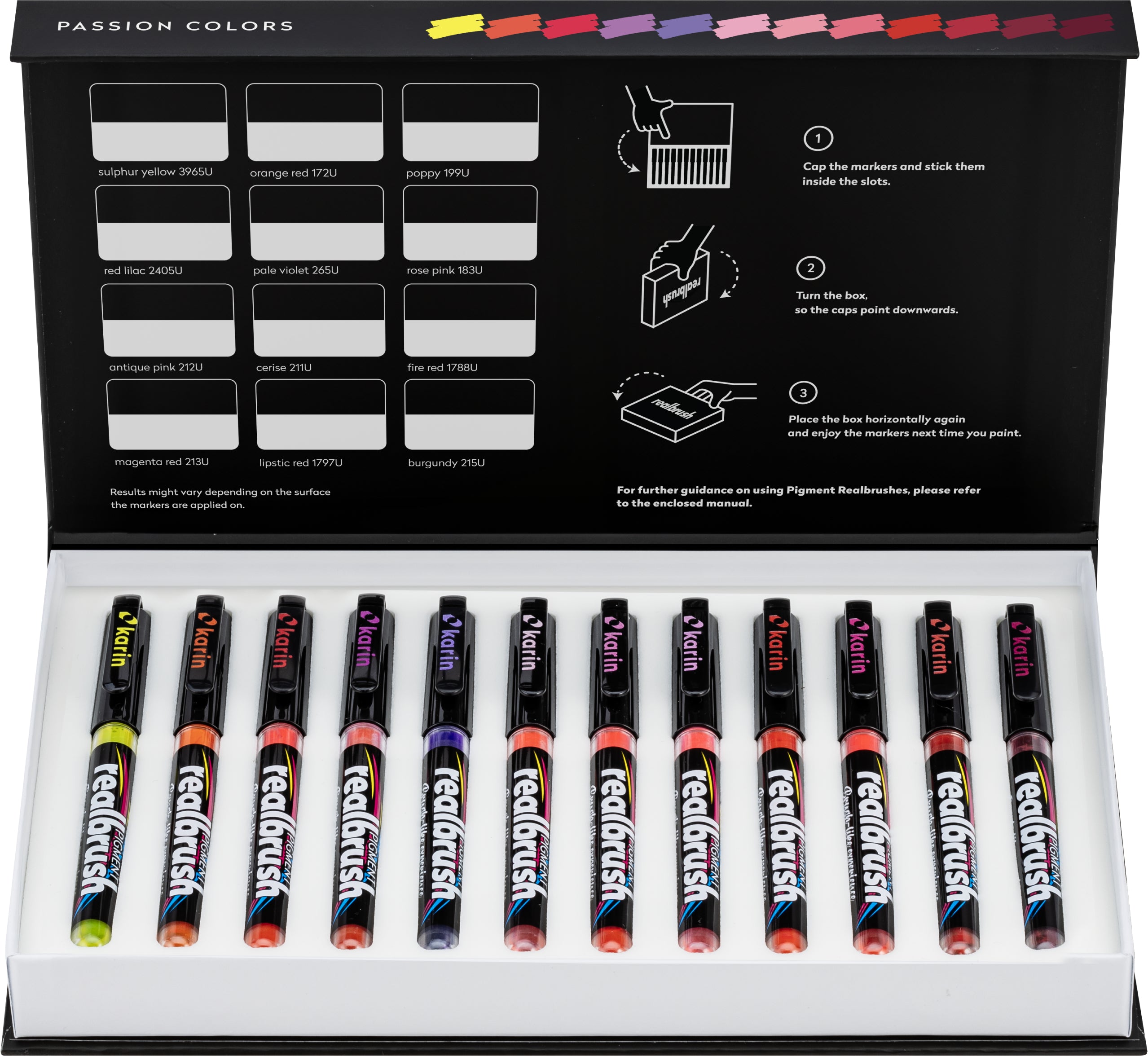 Karin Real Brush Pigment Acrylmarker – Pinselspitze 4 mm – Passion – für Papier, Metall und Glas