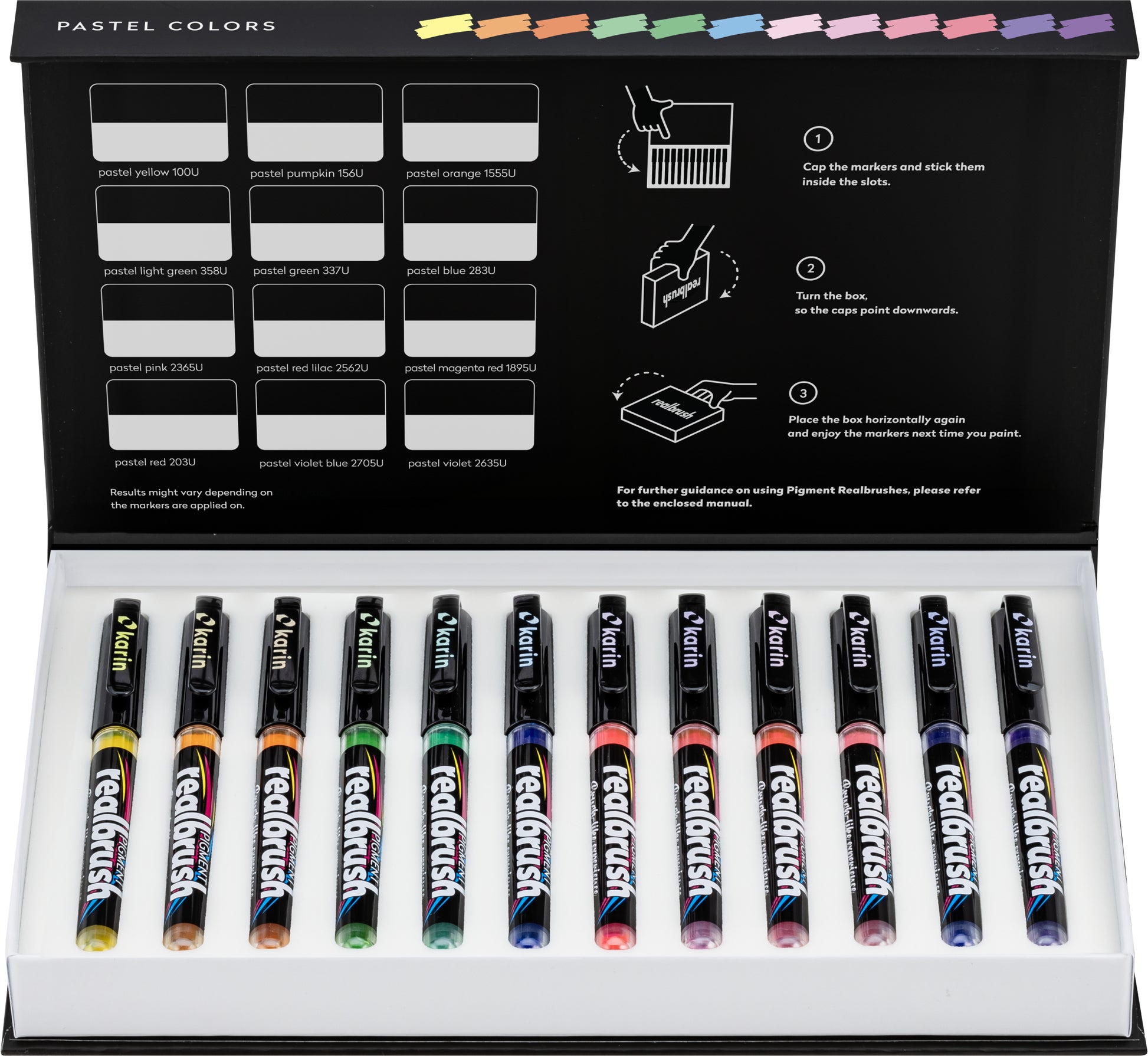 Karin Real Brush Pen Paint Marker – Pinselspitze 4 mm – Pastellfarben – für Papier, Glas und Kunststoff