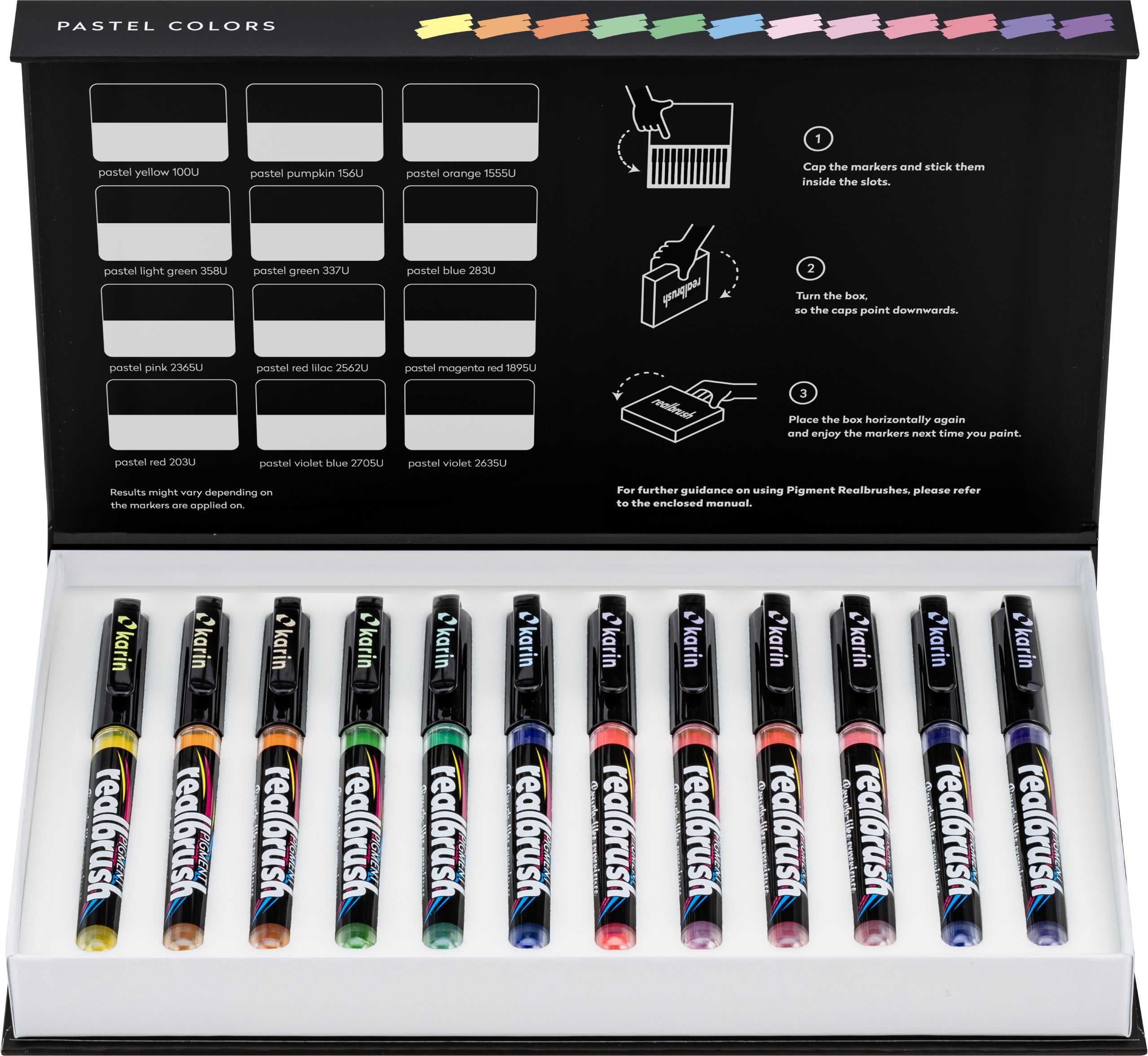 Karin Real Brush Pen Paint Marker – Pinselspitze 4 mm – Pastellfarben – für Papier, Glas und Kunststoff