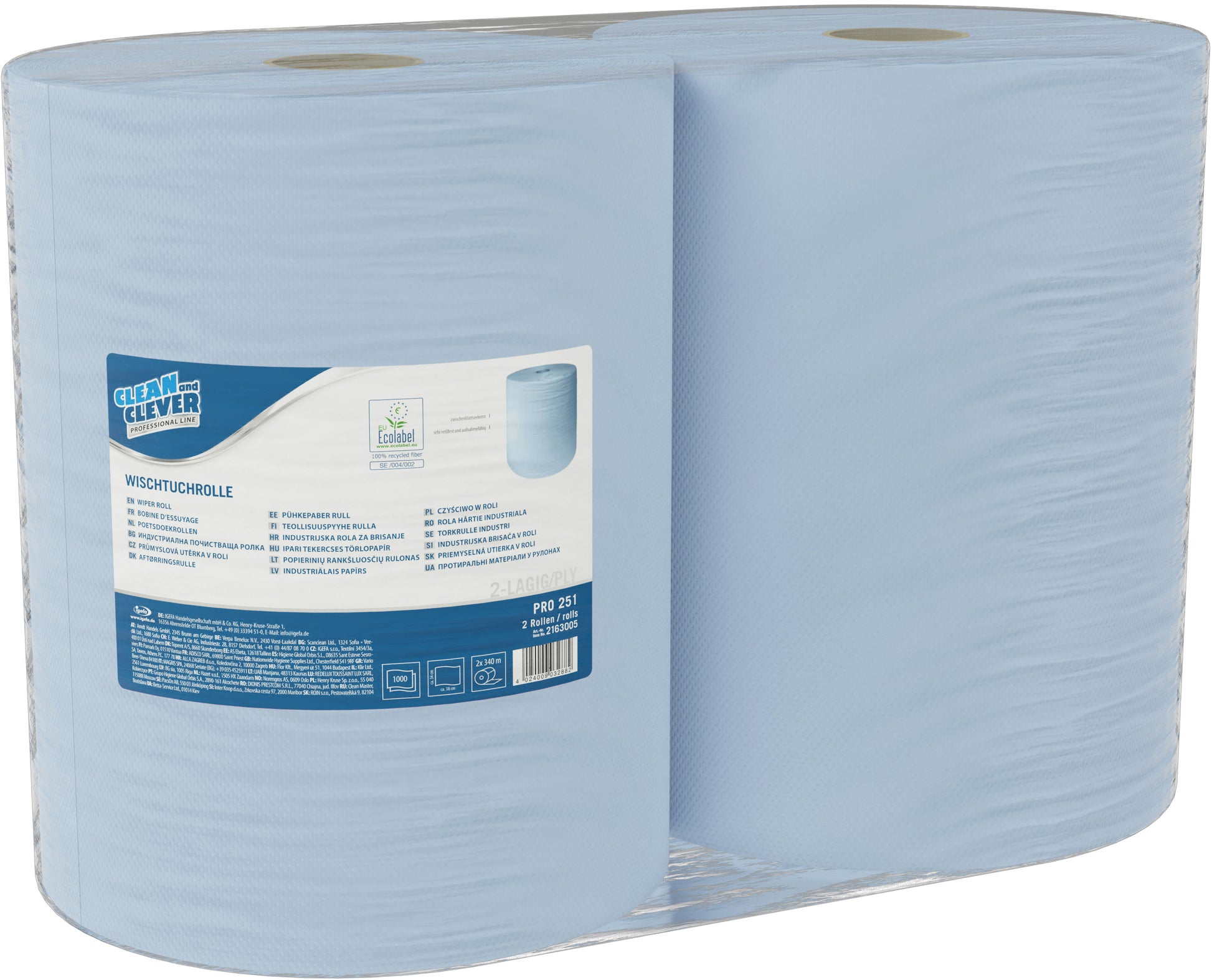 Katrin Putzrolle Maxi PRO 251 – 2-lagig – 38 × 36 cm – blau – 2 Rollen