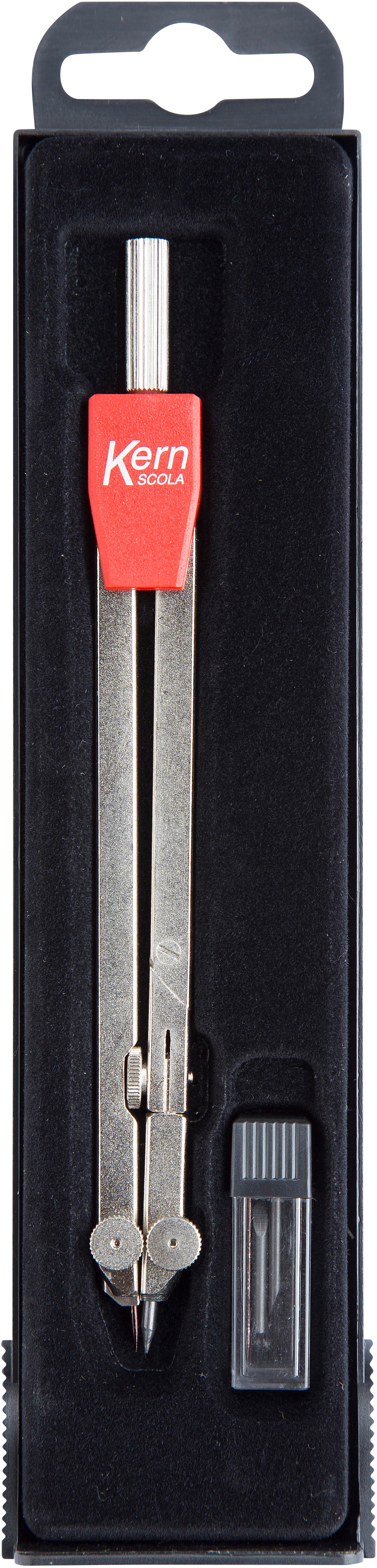 KERN D-4515 Einsatzzirkel – Länge 145 mm, max. Kreis-Ø 44 cm, im Etui, inkl. 2 Ersatzminen und Ersatznadel